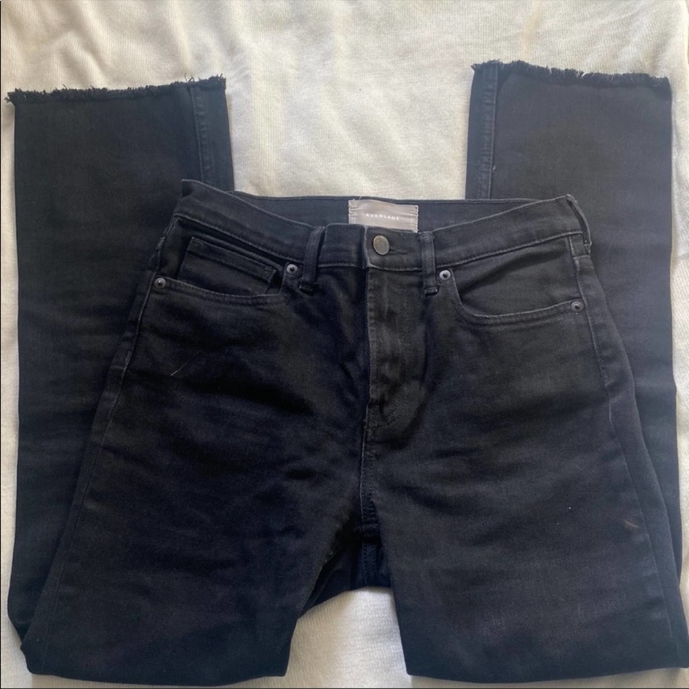 Everlane black denim frayed jeans
